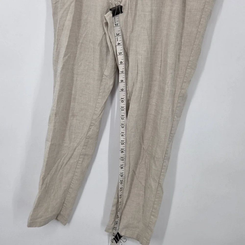 Nordstrom Linen Blend Men Pants Beige (38Rx29) Slim Lightweight Drawstring EUC